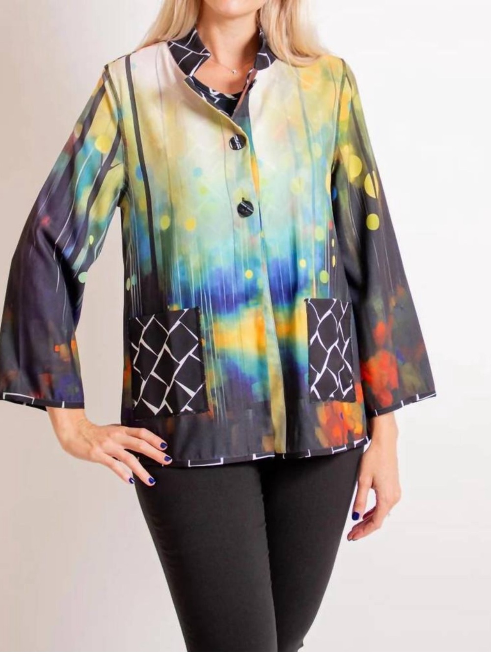 LEMON GRASS call your name reversible jacket in multi-colored Art to wear Size L